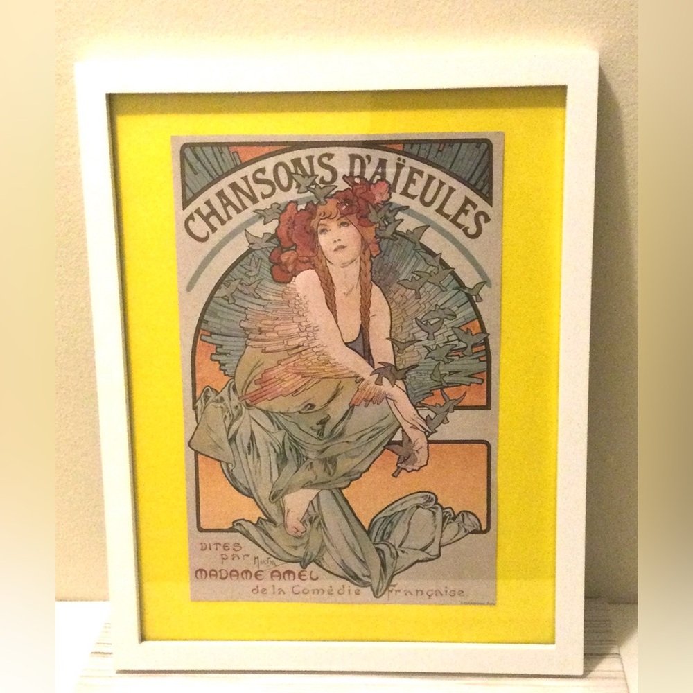 Framed Art Nouveau Vintage style Poster with White Frame